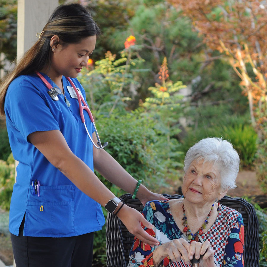 Hillcrest | Resident receiving nursing care