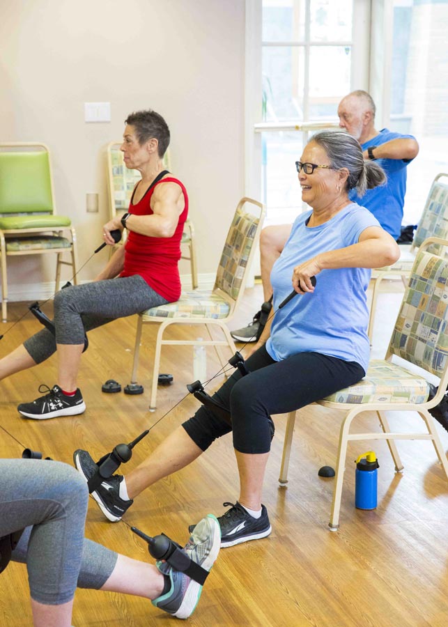 Hillcrest | Seniors exercising with resistance bands