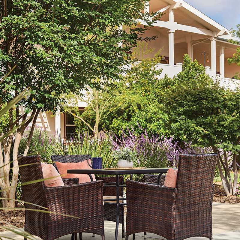 Lavender seating area