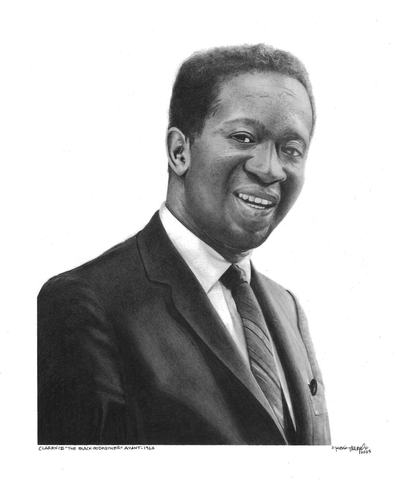 Clarence Avant in graphite by K. Tharpe